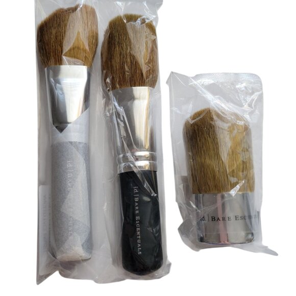 BareMinerals Angled Face Flawless Face & Full Coverage Kabuki Brush Lot SEALED - Picture 1 of 8